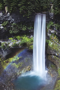 vand, Falls, grå, grøn, Rock, Mountain, regnbuer