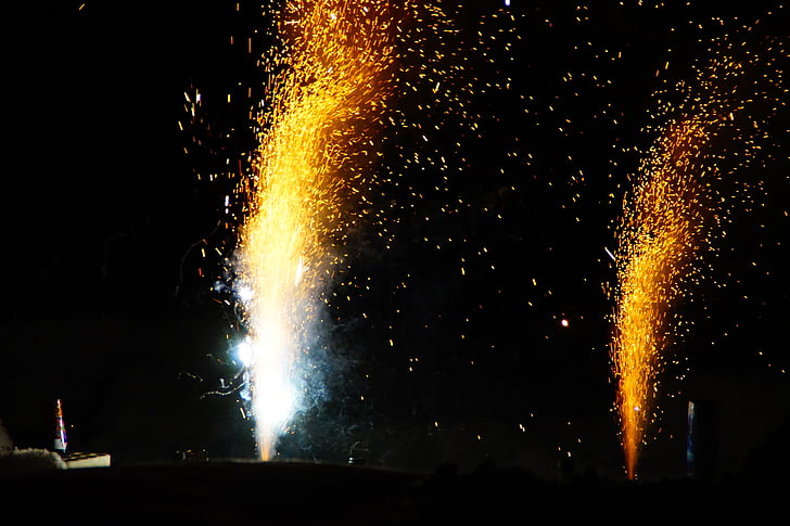 shower of sparks, radio, spray, night, fireworks, new year's day, new year's eve