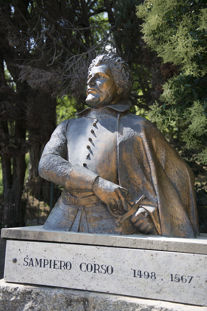 Statue, sampiero corso, Bastelica, Korsika, pronks