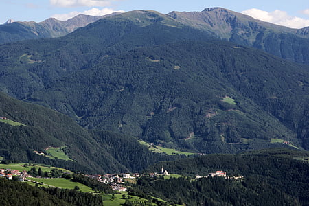 montagnes, village, alpin, Tyrol, ALM, Italie