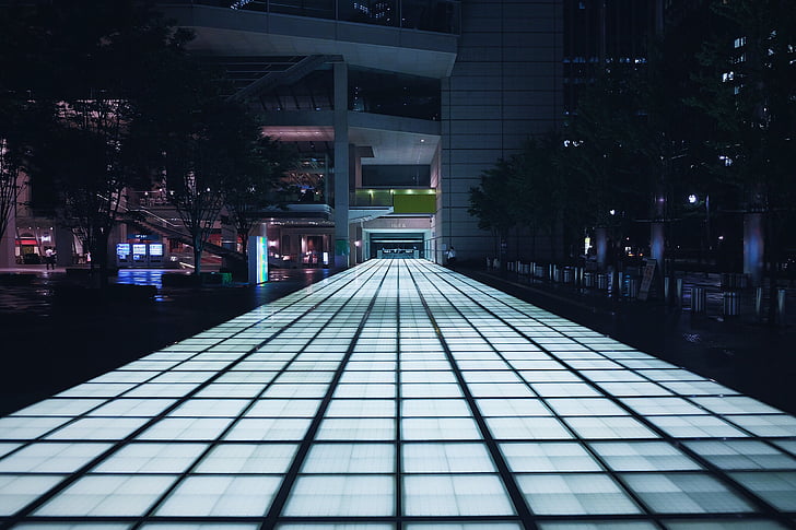 superficial, enfocament, fotografia, paviment, Japó, Tòquio, nit