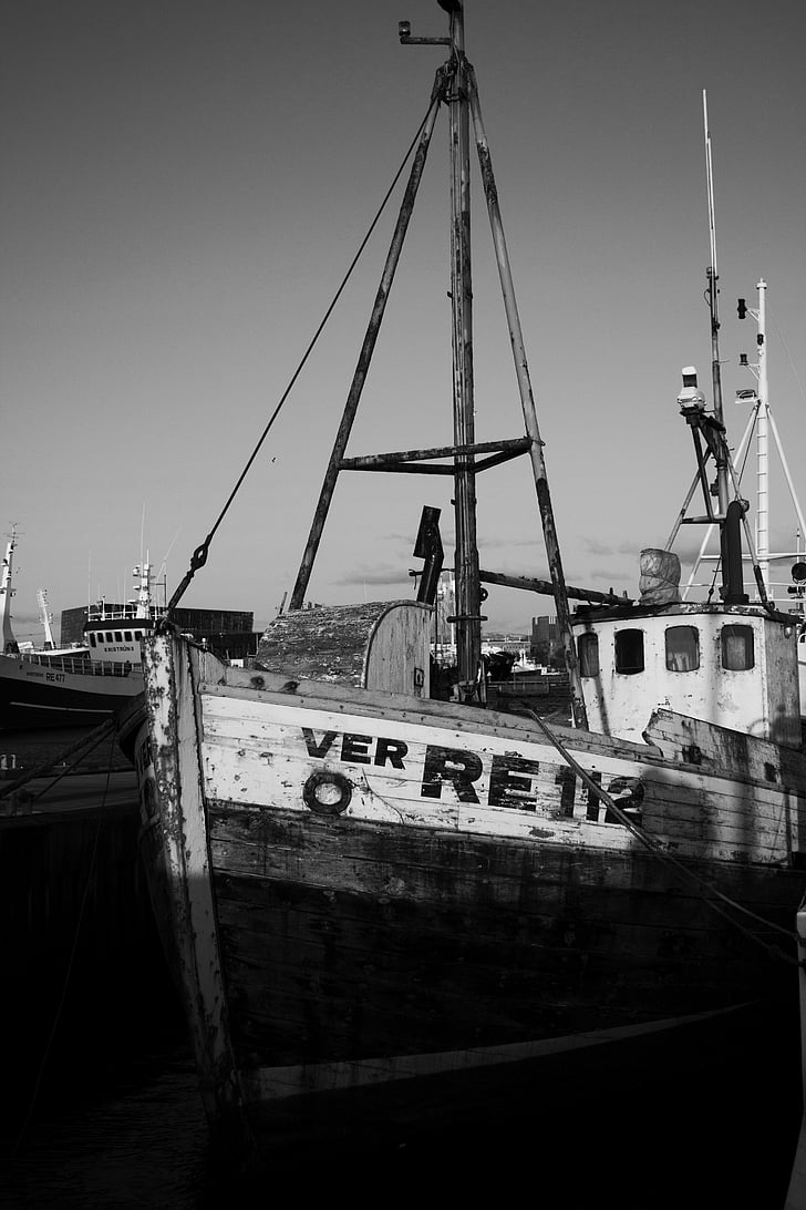 boat, harbor, iceland, ship, old, rust