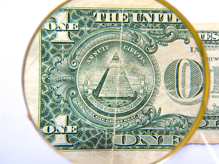 dolár, pyramída, meny, financie, USA, bankovku, jedným