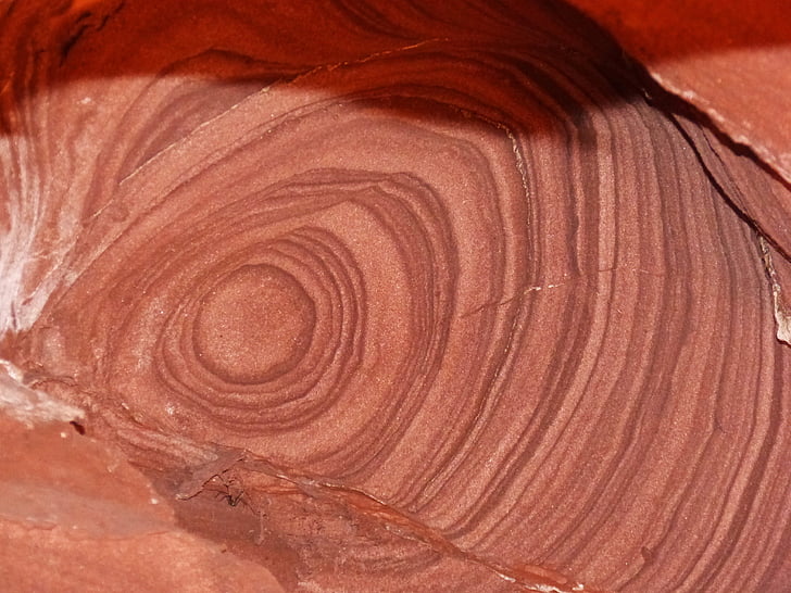 grès rouge, marques, Cave, érosion, texture