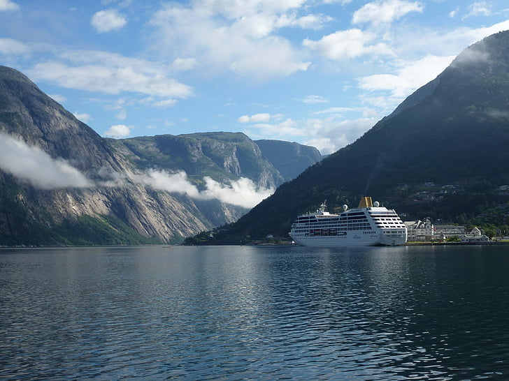 φιόρδ, νερό, στη θάλασσα, Νορβηγία, το καλοκαίρι, ταξίδια, βουνό