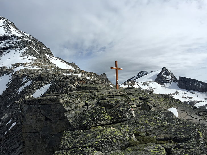 montagne, Croix, randonnée pédestre, Zillertal, Schlegeisspeicher olpererhütte, tête de Riepe, Ginzling