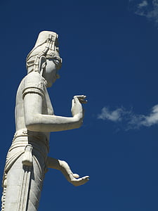 Budos statula, mėlynas dangus, juokingas, statula, dangus, skulptūra, mėlyna