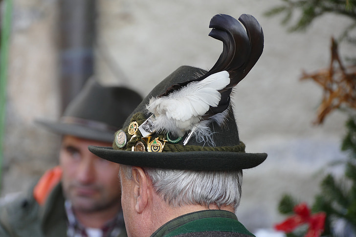 шапка, перо, Контактори, фолклорен фестивал, година на пазара, Бавария, костюм