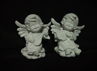Ángel, lindo, alas, estatua de, escultura