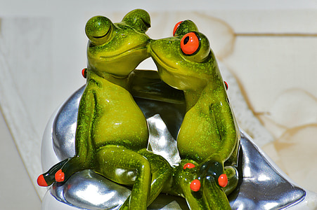 žabe, Ljubitelji, smiješno, zajedno, Smooch, poljubac, par