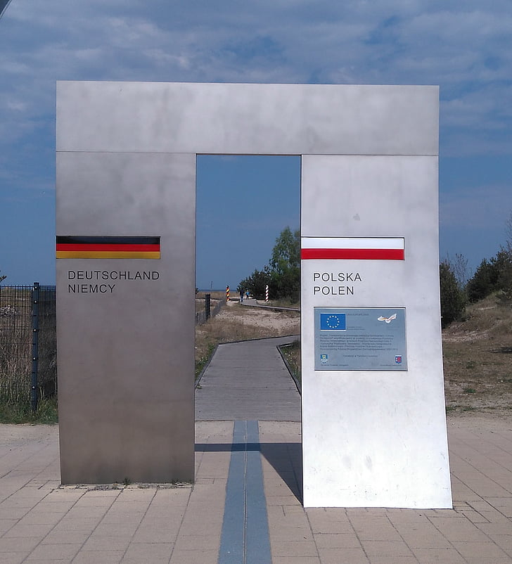border, federal republic of germany, poland, monument, country border, island of usedom, ahlbeck