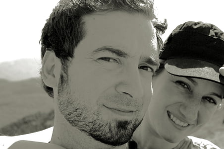 couple, two, people, black and white, black and white photo, face, portrait