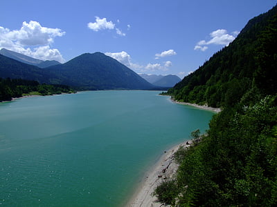 Ülem-Baieri, Walchensee, Lake, Panorama, vee, mäed, pilved