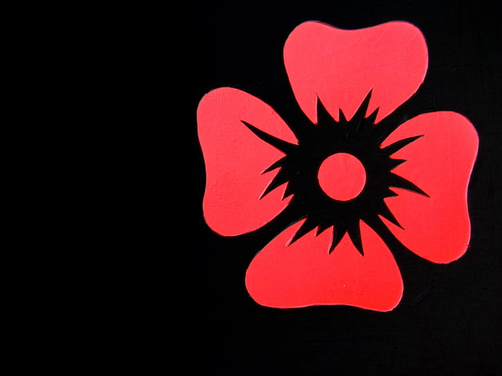 flower, contour, red, outlines, silhouette