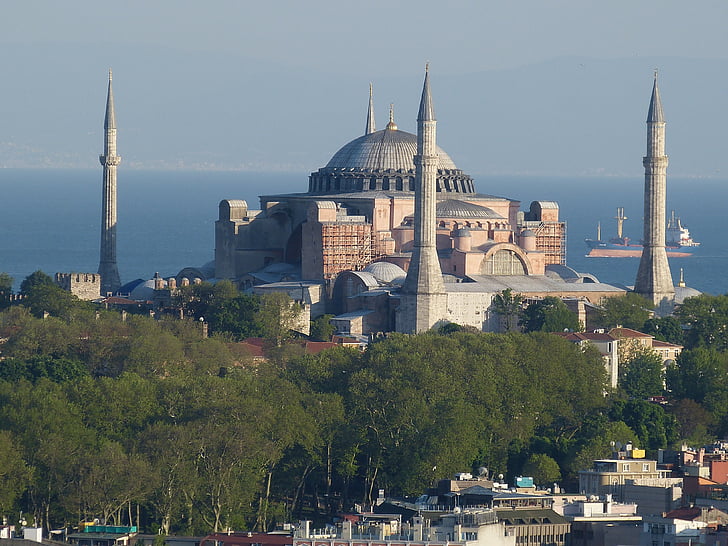 Istanbul, Turkiet, Bosphorus, havet, Outlook, Visa, gamla stan
