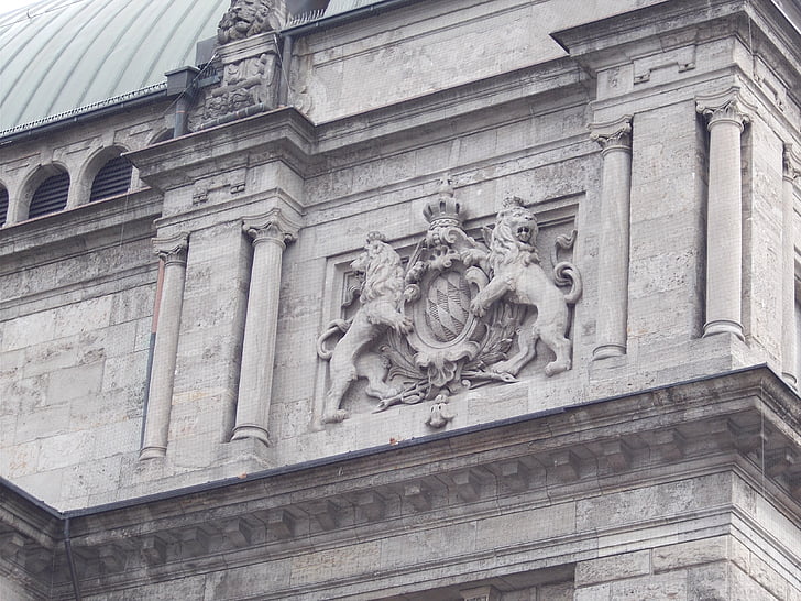 Leão da Baviera, Brasão de armas, Nuremberg, edifício da estação, arquitetura, Europa, lugar famoso