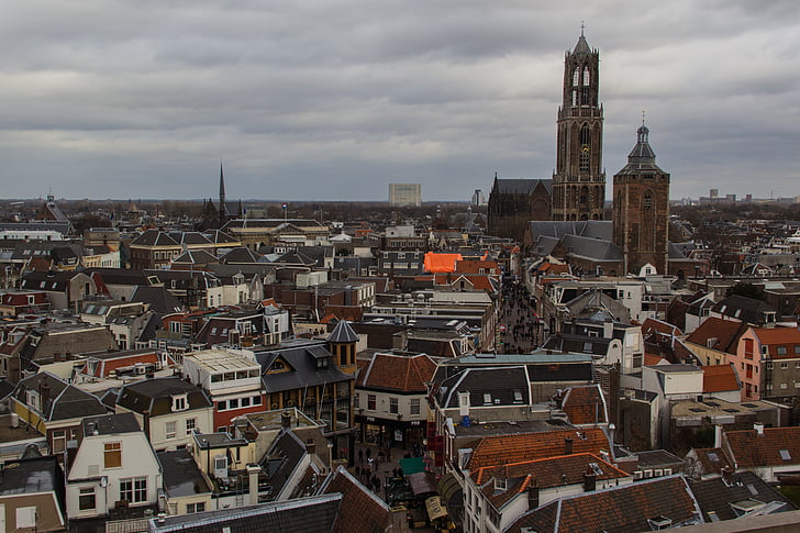Utrecht, Center, osrednji, hiše, dom, do zvonika katedrale Domtoren, arhitektura
