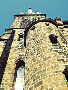 Kirche, Himmel, Stein, Kirchturm, Gebäude, Turmspitzen, Blau