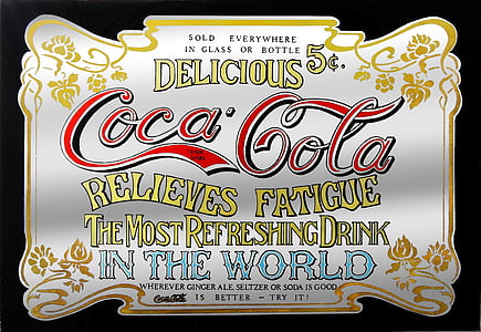 inzerce, Coca cola, Cola, koks, zrcadlo, staré, reklamní označení