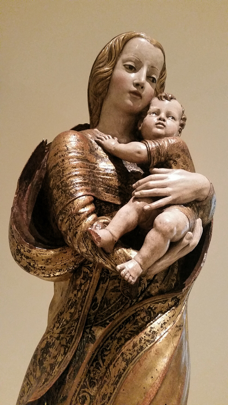 statue, religion, saint, woman, baby