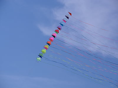 time, activity, kite, colors, the sky, blue, blue sky