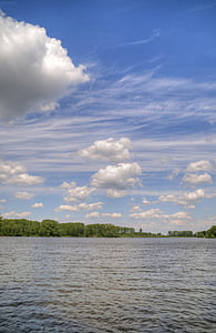 Lago, agua, nubes, hace buen tiempo, Bremervörde, Lago de vörder, aguas