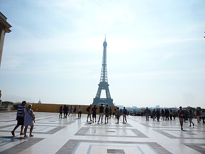 Eiffeltornet, turister, landmärke, berömda, Paris, Frankrike, Europa