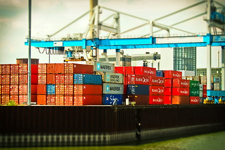 port, port fluvial, Rhin, Crane, Düsseldorf, grue de chargement, Cargo