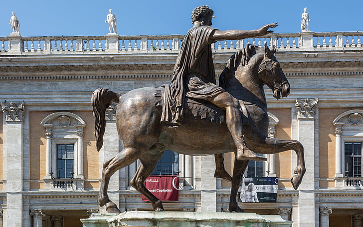 Rome, place du Capitole, Marc-Aurèle, Palais de conservateur, monument, Capitol hill