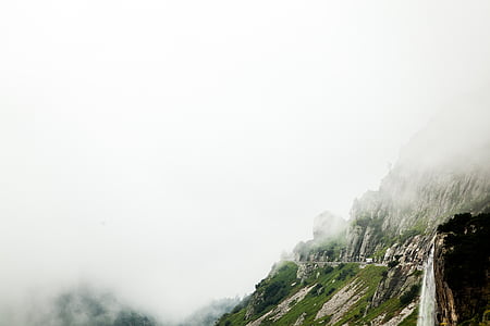 Berg, bedeckt, Nebel, Highland, Felsen, Natur, Landschaft