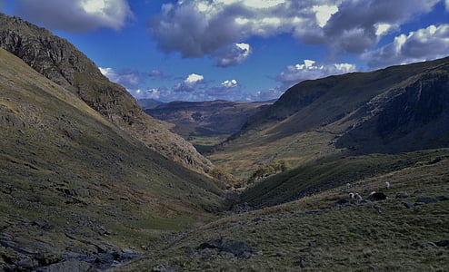llacs, muntanyes, Cumbria, Newlands pass, paisatge, va caure, vessant de la muntanya
