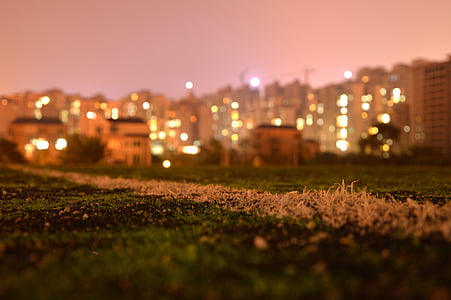 vista de noche, el paisaje, campo de fútbol, luz, apertura, Halo, Fotografía