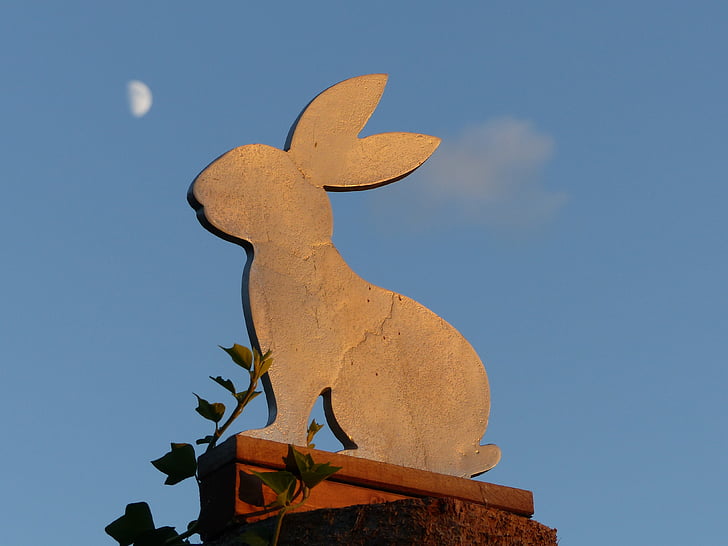 nghệ thuật, Hare, kim loại, bầu trời, màu xanh, Mặt Trăng, Lễ phục sinh