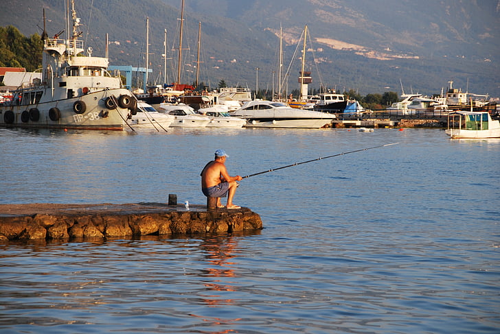 ribar, ribolov, Crna Gora, more, jahta, priroda, vode