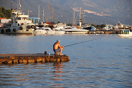 pescador, pesca, Montenegro, mar, iate, natureza, água