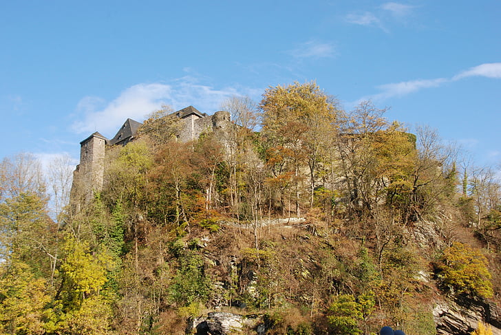 Castle, benteng, Sejarah, batu, lama, musim gugur, Monschau