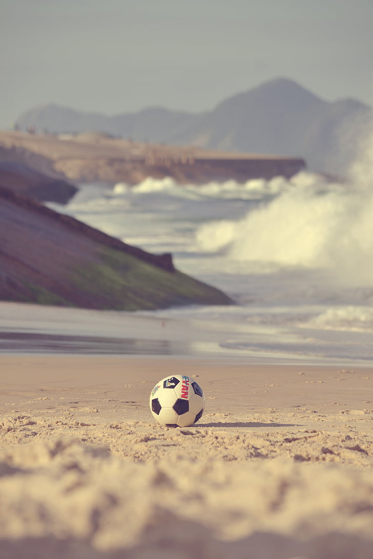 palla, spiaggia, nuvole, Costa, luce del giorno, divertimento, gioco
