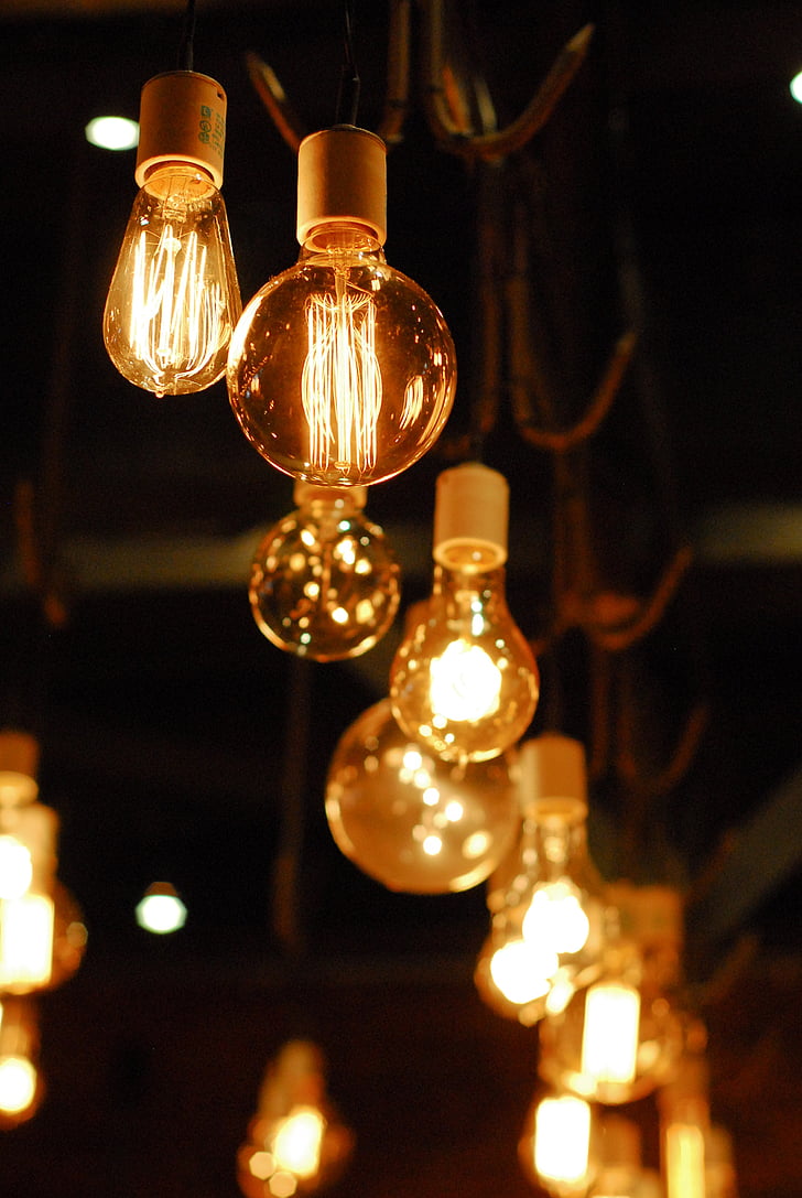lightbulb, chiếu sáng, đêm, bóng đèn, Filament, fixture, điện
