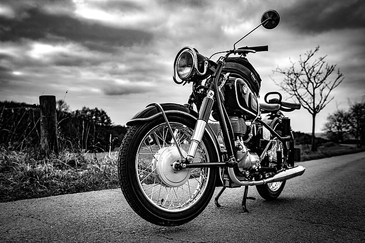 摩托车, 宝马, 景观, 云的天空, 只有一个人, 道路, 成人