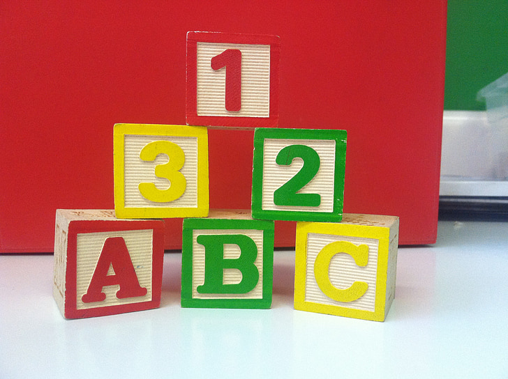 blocs de construcció, joguines, jugar, ABC, 123, cubs, daus