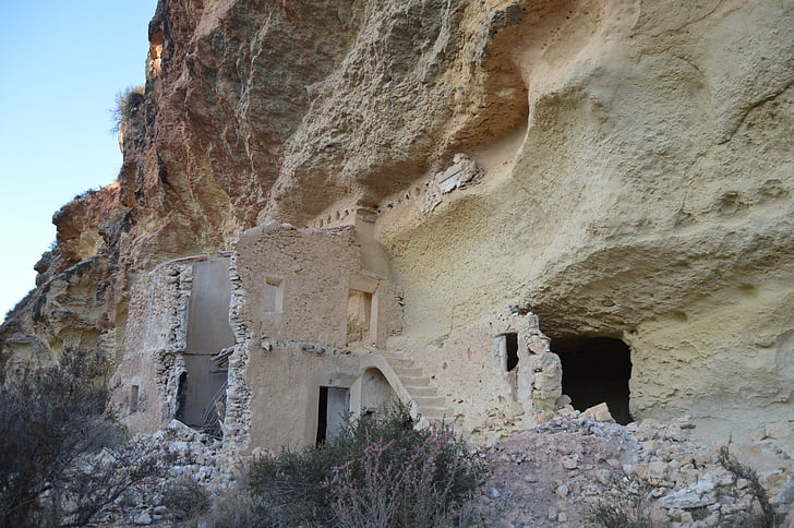 ruinas, roca, piedra, paisaje, de la cueva, marrón, piedra caliza