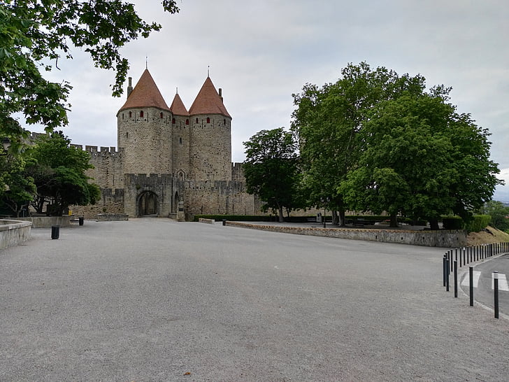 Carcassonne, oraş medieval, oraşul antic, Porte narbonnaise, Monumentul, Franţa, City