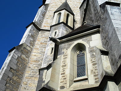 Architektura, Kościół st florin, fasada, okno, Strona wieży, Vaduz, Księstwo Liechtensteinu