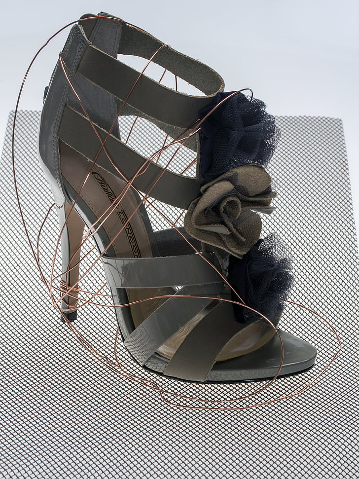 shoe, women's shoes, high heeled shoe, white, fashion, wire