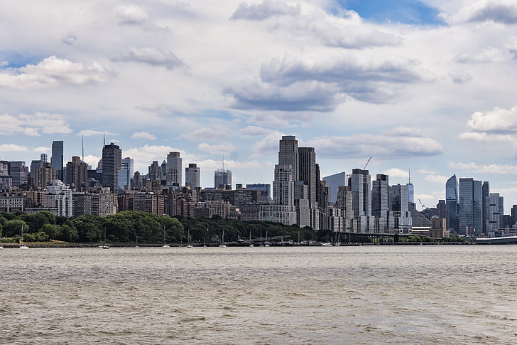 Manhattan, ciutat, urbà, horitzó, edifici, EUA, Nova York