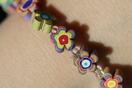 bracelet, colorful, flowers, floral, color, children, arm