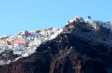 santorini, island, greece, cyclades, greek island, white houses, caldera