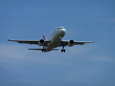 Airbus, Swiss air, flygplan, landning, El prat, Barcelona, Sky
