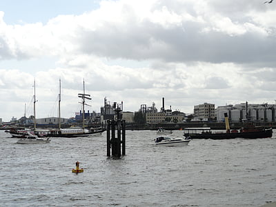 Port, Hamburg, innenalster, víz