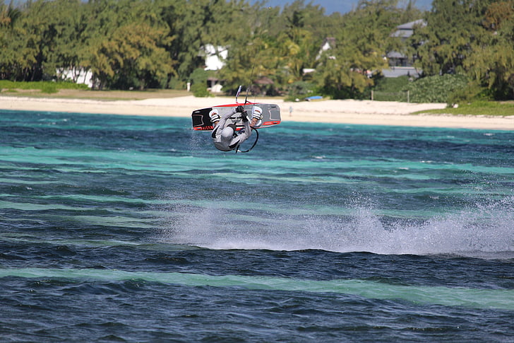 kitesurfing, Kite, Mauritius, havet, idrott, extrema sporter, kiteboarding